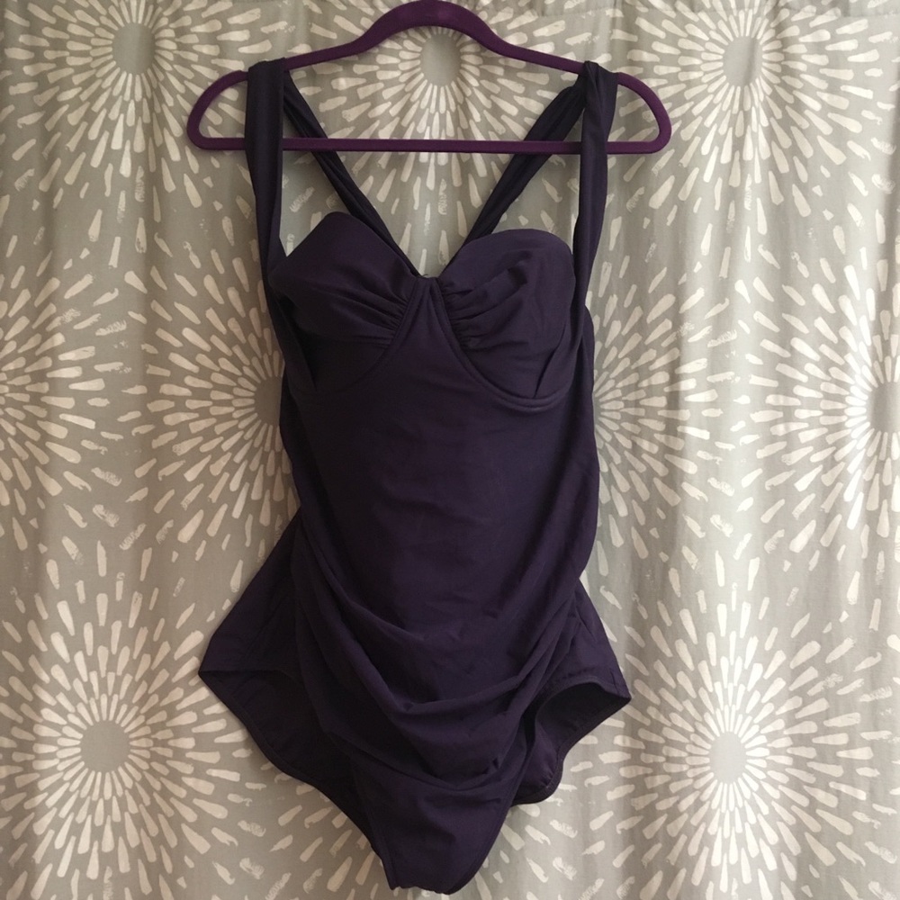 Land’s End underwire ruched one-piece swimsuit